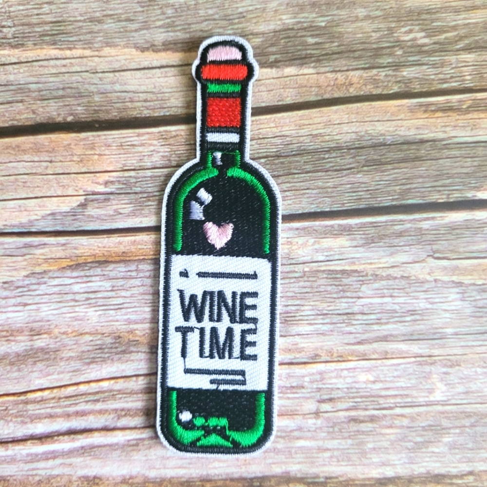 Wine Time Funny Party Drinking Alcohol 90'S Vintage Embroidered Iron on Patch
